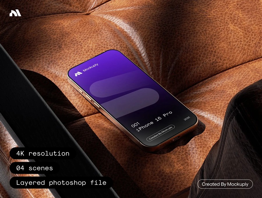 高级真实ui广告界面设计苹果iphone 16 pro手机屏幕展示效果图psd样机模板iPhone 16 Pro 001 Mockup , 第1张