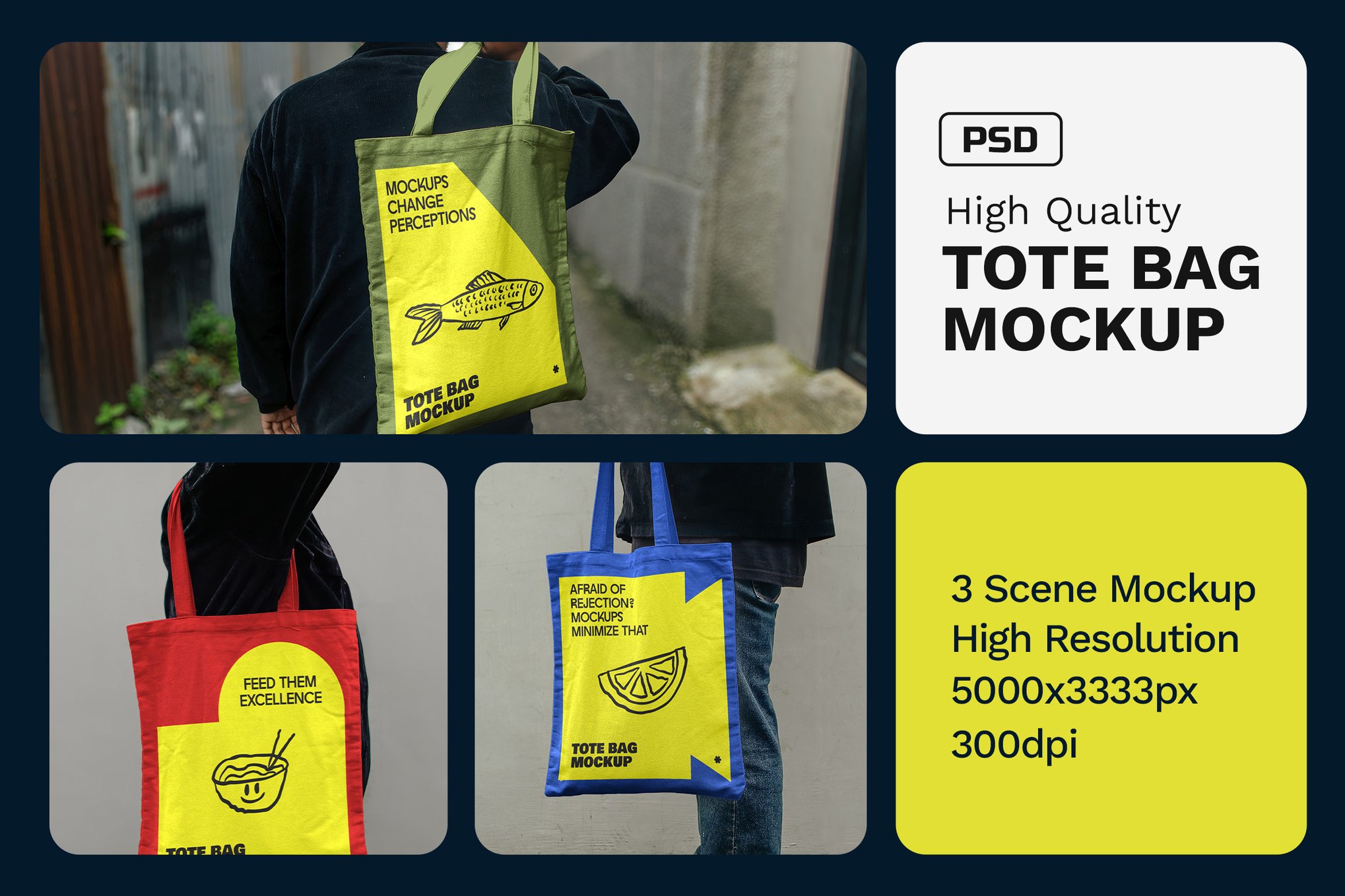 真实拍摄手提帆布袋设计VI贴图PSD样机模板素材Tote Bag Mockup – VOL 6 , 第1张