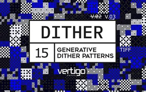 15款未来主义像素风抽象艺术图案PS背景图片设计素材DITHER PATTERNS V.03