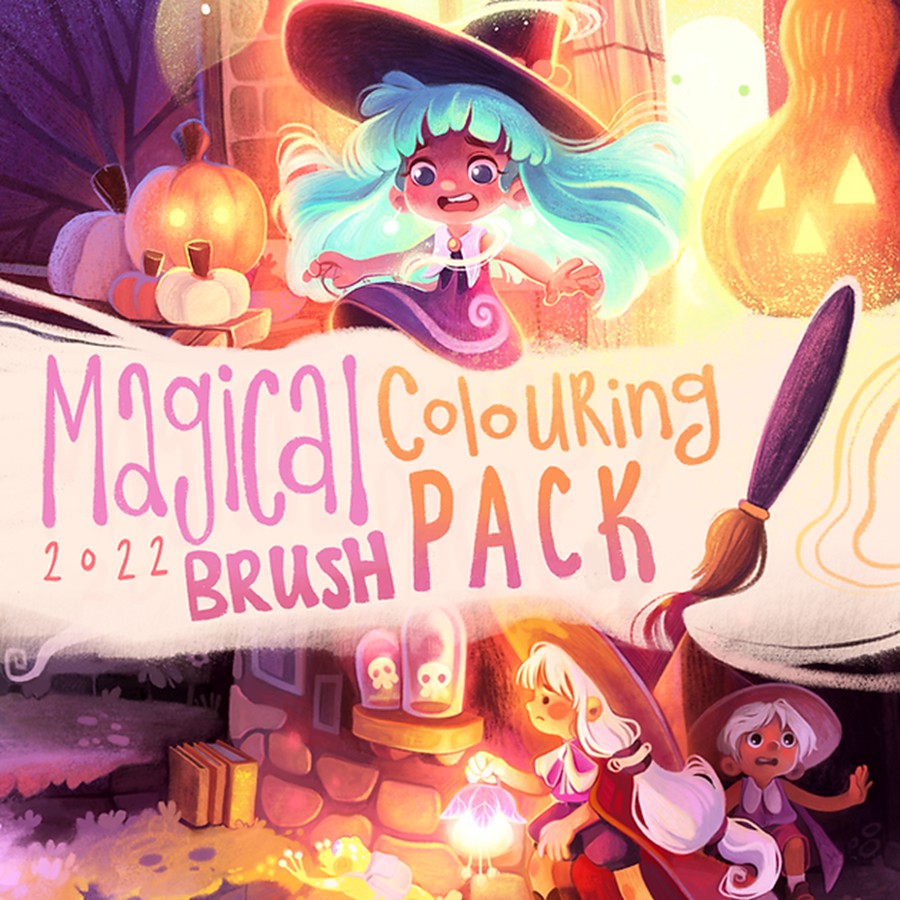 26款素描蜡笔水墨颗粒树叶纸张纹理procreate绘画笔刷画笔素材Magical Colouring Brush Pack for Procreate , 第1张