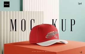 5款逼真棒球帽鸭舌帽设计vi贴图效果图psd样机模板素材Cap Mockup Set v.6