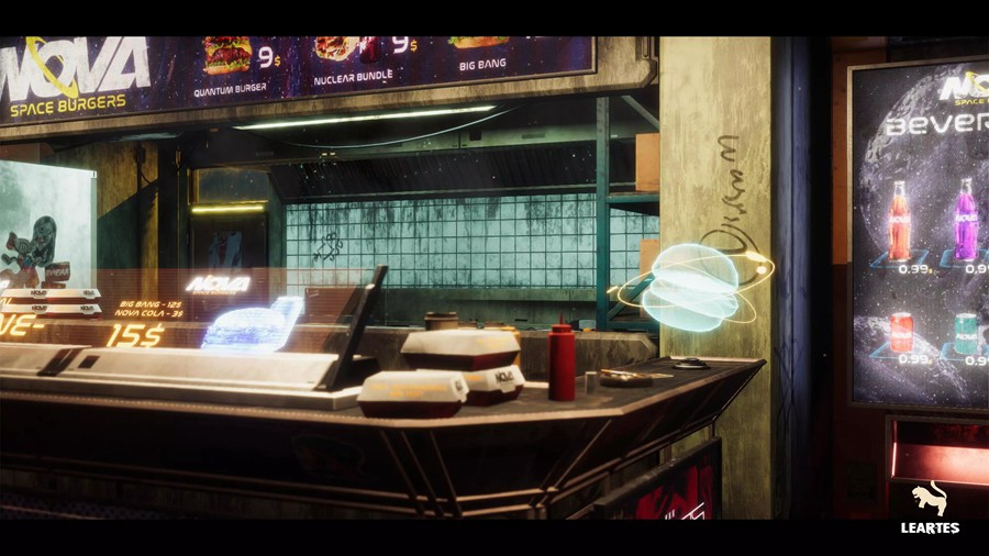 未来科幻赛博朋克风废弃汉堡店酒吧餐厅3D模型UE格式素材Nova Space Burgers – Cyberpunk Abandoned Restaurant – Space Bar + ULAT , 第2张