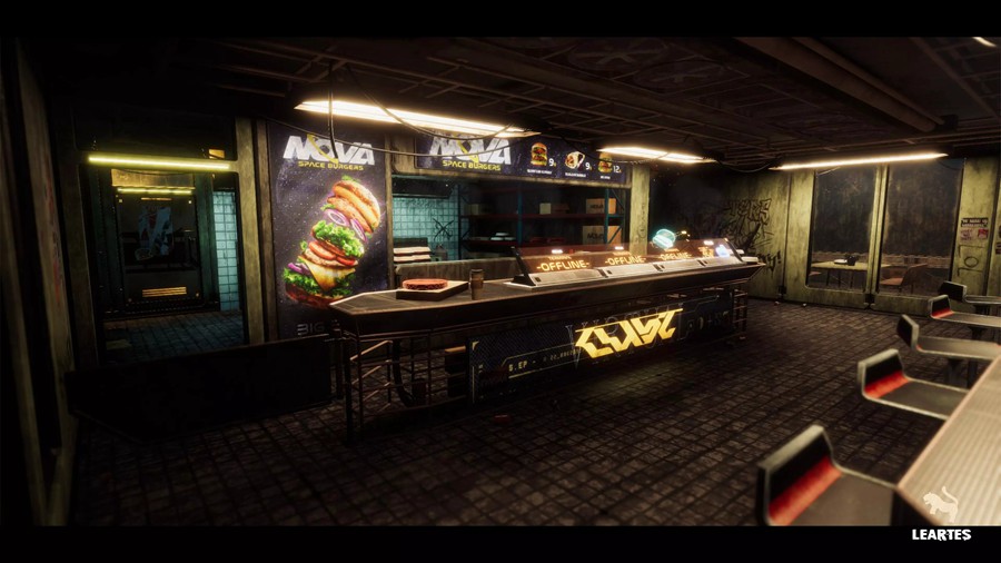 未来科幻赛博朋克风废弃汉堡店酒吧餐厅3D模型UE格式素材Nova Space Burgers – Cyberpunk Abandoned Restaurant – Space Bar + ULAT , 第9张