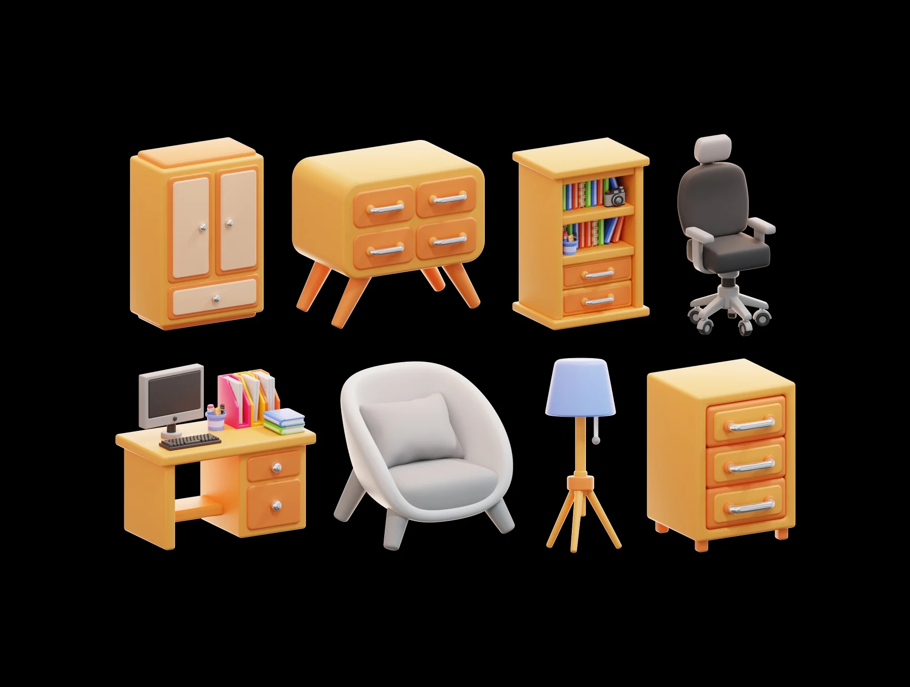 15款高级3D质感家具沙发柜子床图标Icons设计Blender/Png格式素材Home Furniture 3D Icon Pack , 第6张