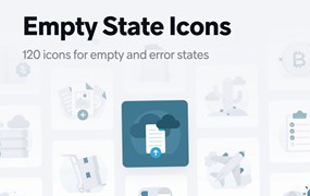 120款网站APP UI界面设计扁平化图标Icons设计Ai/Figma/Png格式素材Empty States Icon Set – V1.0