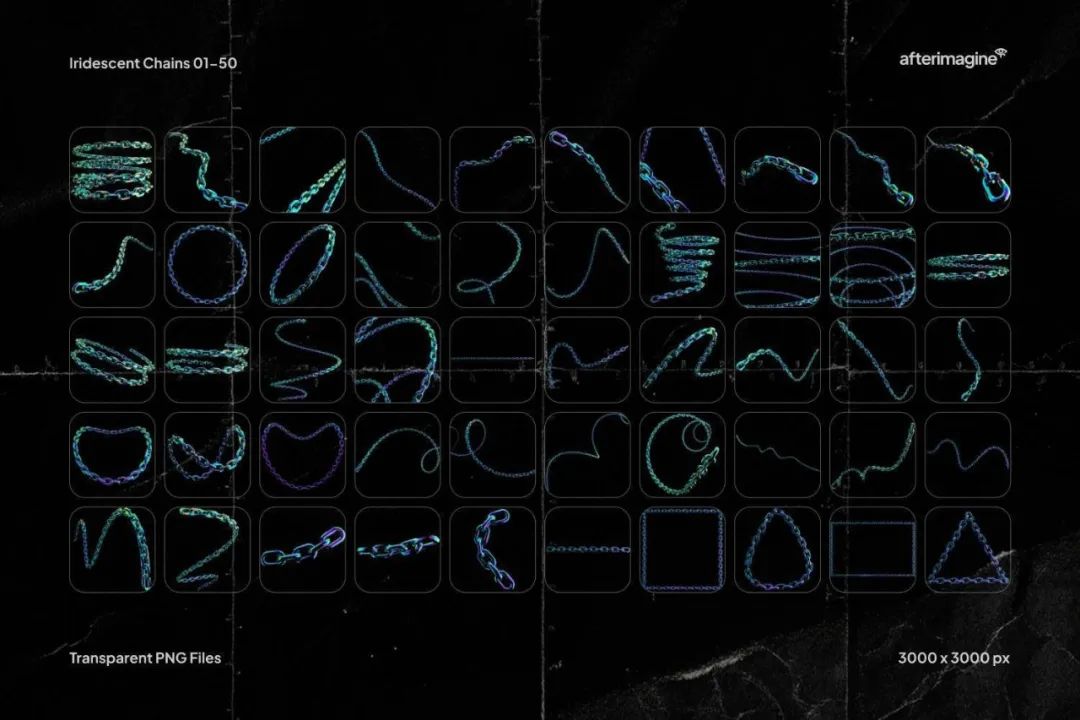 174款复古Y2K酸性镀铬银色金属多样化锁链链条铁链几何抽象PNG免扣元素设计套装 Studio 2AM - Chains , 第6张