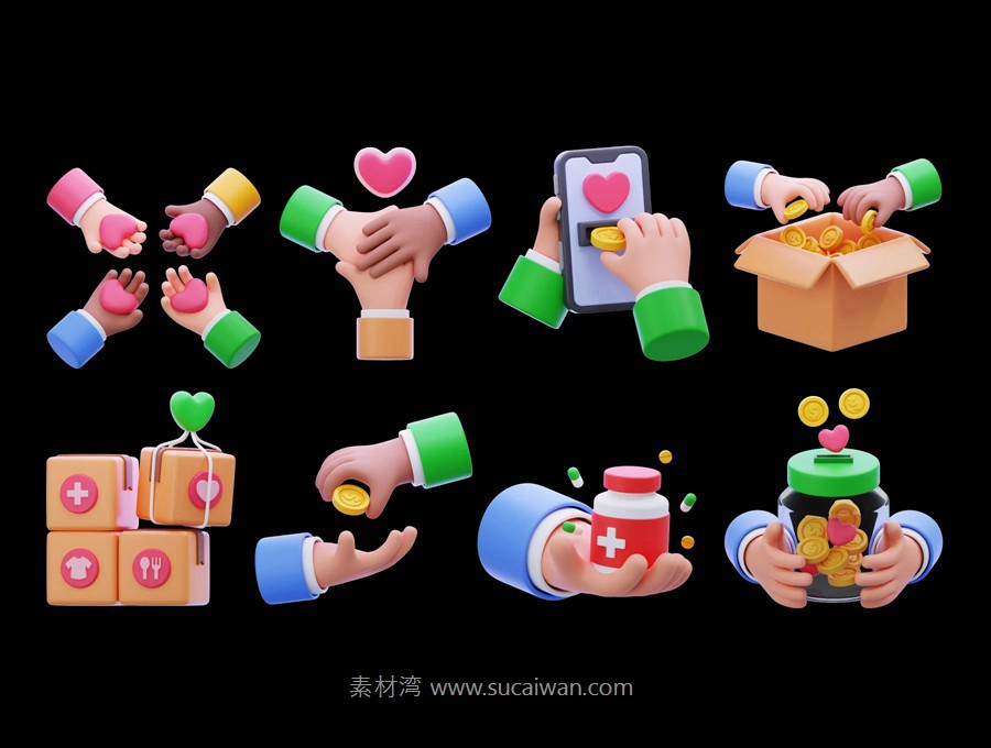 15款3D质感慈善爱心捐赠UI界面图标Icons设计Blender/Png格式素材Charity & Donation 3D Icon Pack , 第5张