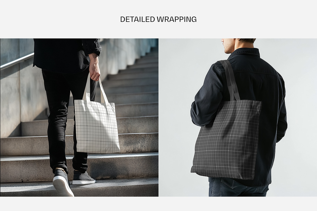 逼真都市风帆布袋手提袋设计vi贴图效果图psd样机模板素材Tote Urban Bag Mockup , 第6张