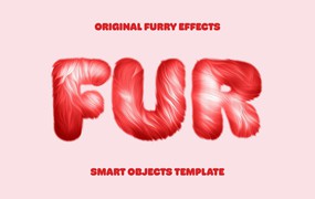 真实动物皮毛字体效果ps文本特效滤镜插件样机 Fur & Grass Text Effect