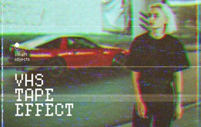 复古故障失真磁带照片效果ps特效滤镜样机 VHS Tape Effect