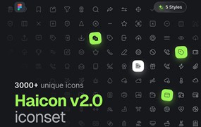 3000+款终极网站APP UI界面设计圆角线条图标Icons设计Figma格式素材Haicon v2.0 – Iconset