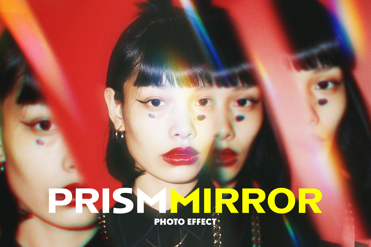 玻璃棱柱折射照片效果ps特效滤镜样机 Mirror Prismatic Photo Effect , 第1张