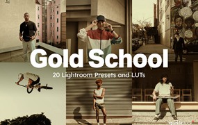 20组金色调复古美学电影摄影照片调色Lightroom&LUTs预设 20 Gold School Lightroom Presets and LUTs