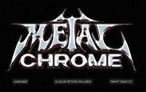 全息渐变闪光y2k金属镀铬效果ps标题文本特效滤镜样机 Metal Chrome Text & Logo Effect