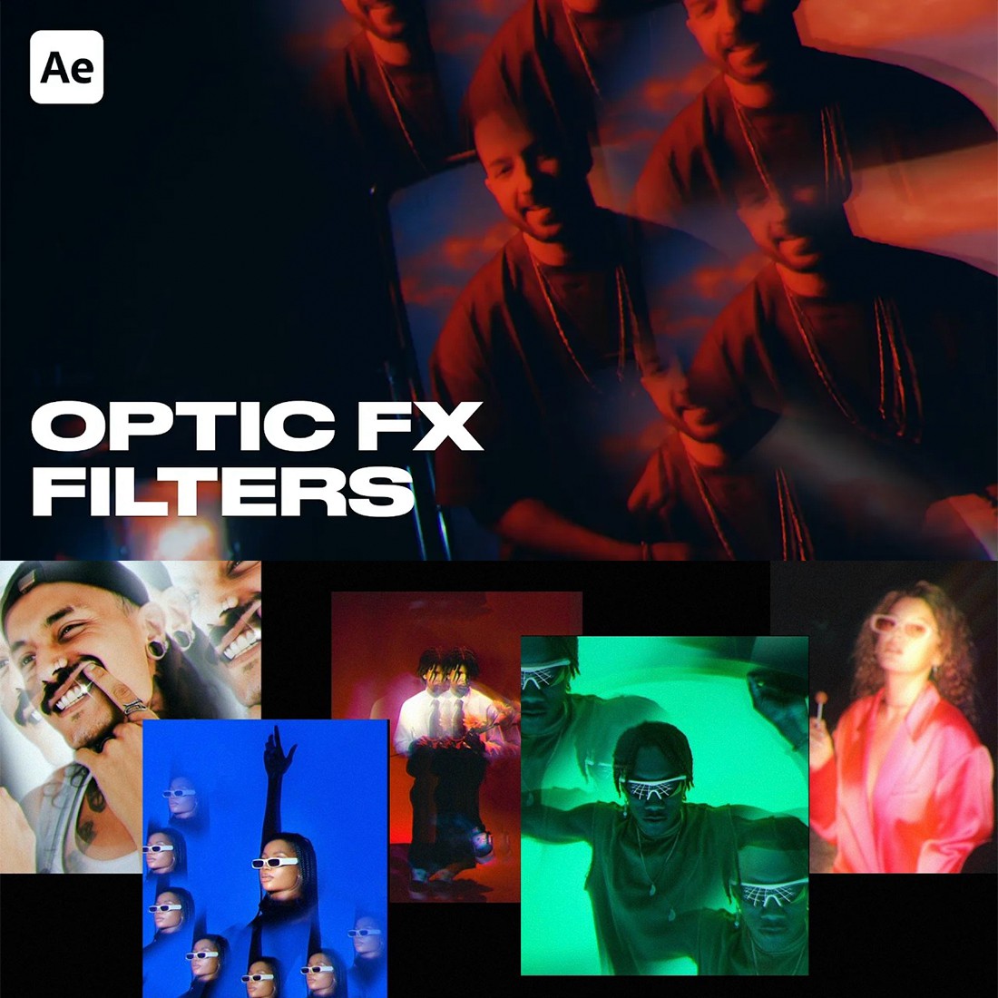 18种梦幻发光棱镜式镜头万花筒光晕夜视光学FX视觉效果AE模板 Pixflow - Optic FX Prism Lens Light Templates , 第1张