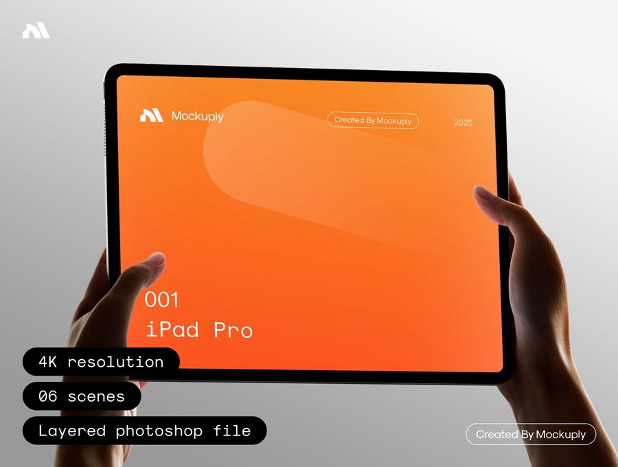 6款4K高清UI网站界面广告设计手持苹果iPad Pro平板电脑贴图PSD样机模板素材iPad Pro in hand , 第1张