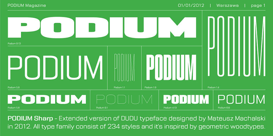 英文字体：极简现代浓缩未来派科技海报标题排版无衬线字体 PODIUM Sharp Font 设计素材 第1张