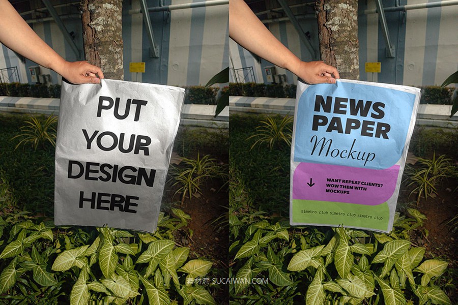 时尚新闻杂志报纸海报设计展示效果图psd样机模板素材 Newspaper Mockup – VOL 4 样机素材 sucaiwan.com