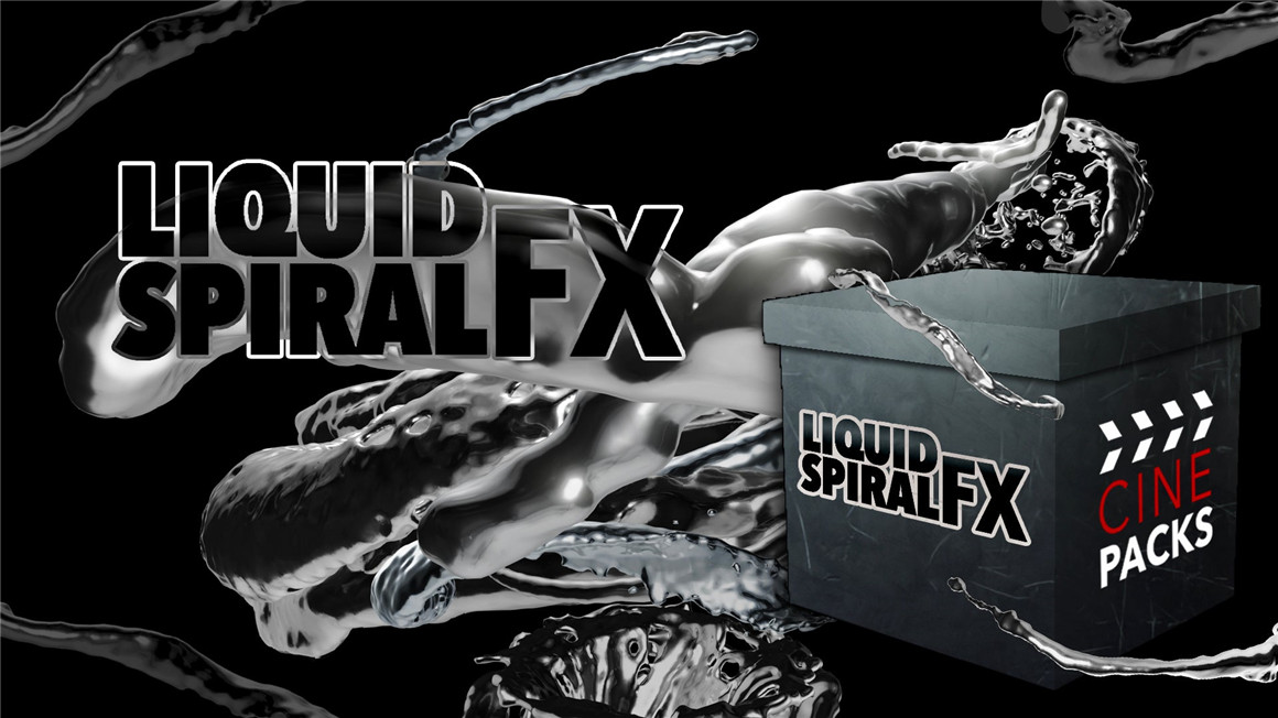 Cinepacks - Liquid Spiral FX 103种嘻哈说唱金属酸性镀铬液体螺旋流体模拟效果MOV视频素材包 , 第1张