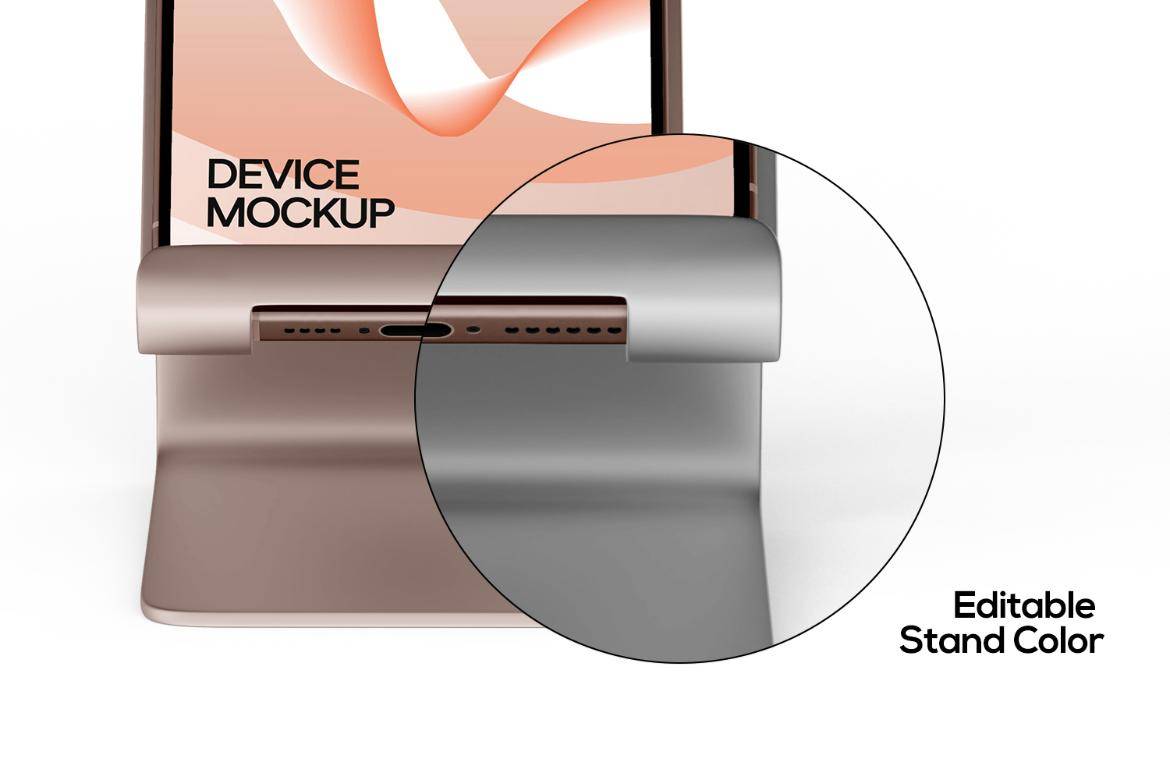 10款逼真带手机支架UI广告界面设计苹果iPhone 15 Pro手机展示效果图PSD样机模板 iPhone 15 Pro With Stand Mockup , 第11张