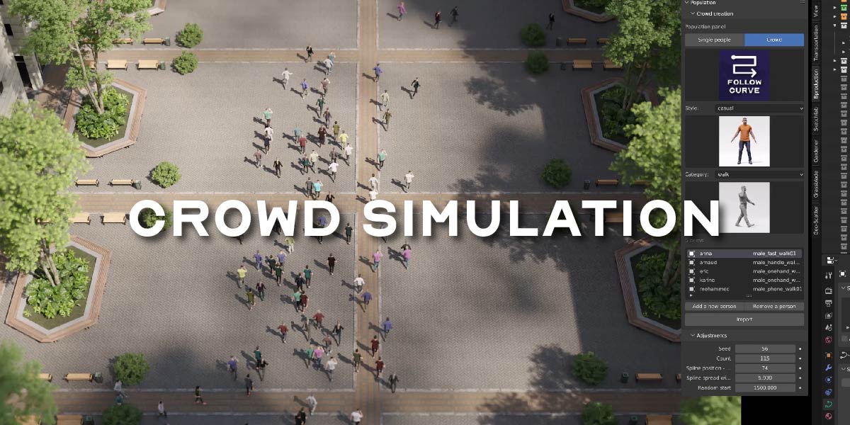 Blender人群集群动画模拟插件+模型预设 Population Pro V1.1.2 Blender Market – Population – Human Crowd Simulation , 第4张