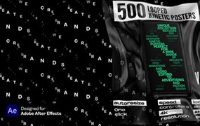 AE脚本 500组创意无限循环文字排版海报标题字幕动画第二套 Videohive – Seamless Loop Kinetic Posters 2 AtomX脚本