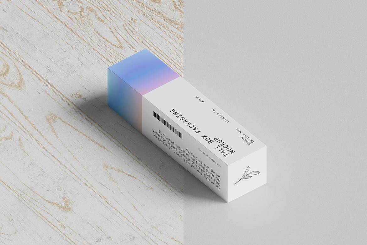 4款时尚化妆品产品包装纸盒设计展示效果图PSD样机模板Tall Box Packaging Mockup , 第4张