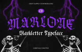 复古哥特式品牌海报徽标设计装饰英文字体安装包 Marlone – Blackletter Font