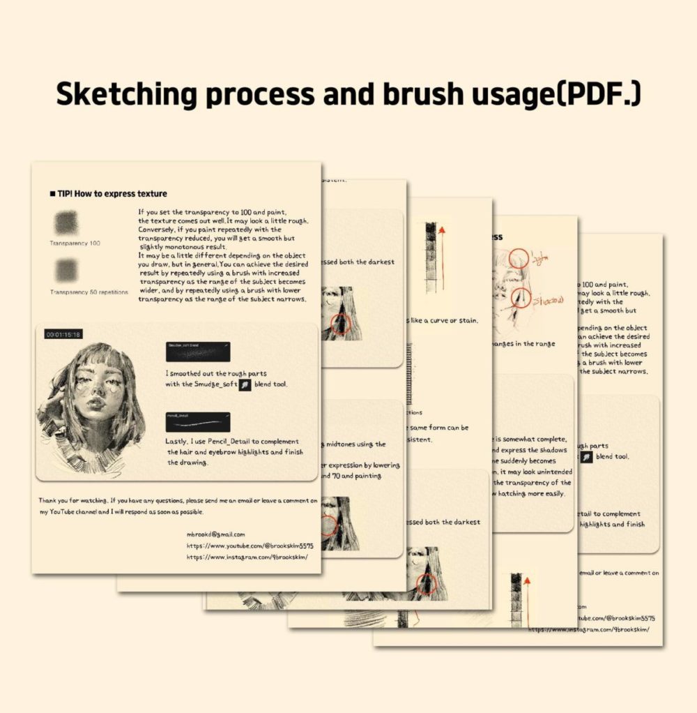 20款专业铅笔素描艺术绘画procreate笔刷画笔+视频教程 20 Sketch Pencil Brushes for Procreate , 第6张