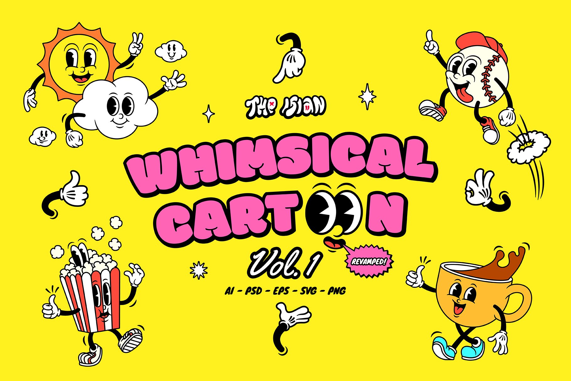 Whimsical Cartoon Vol.1 卡通风格 PNG PSD AI 表情 贴纸 海报设计图形资产 图片素材 第1张