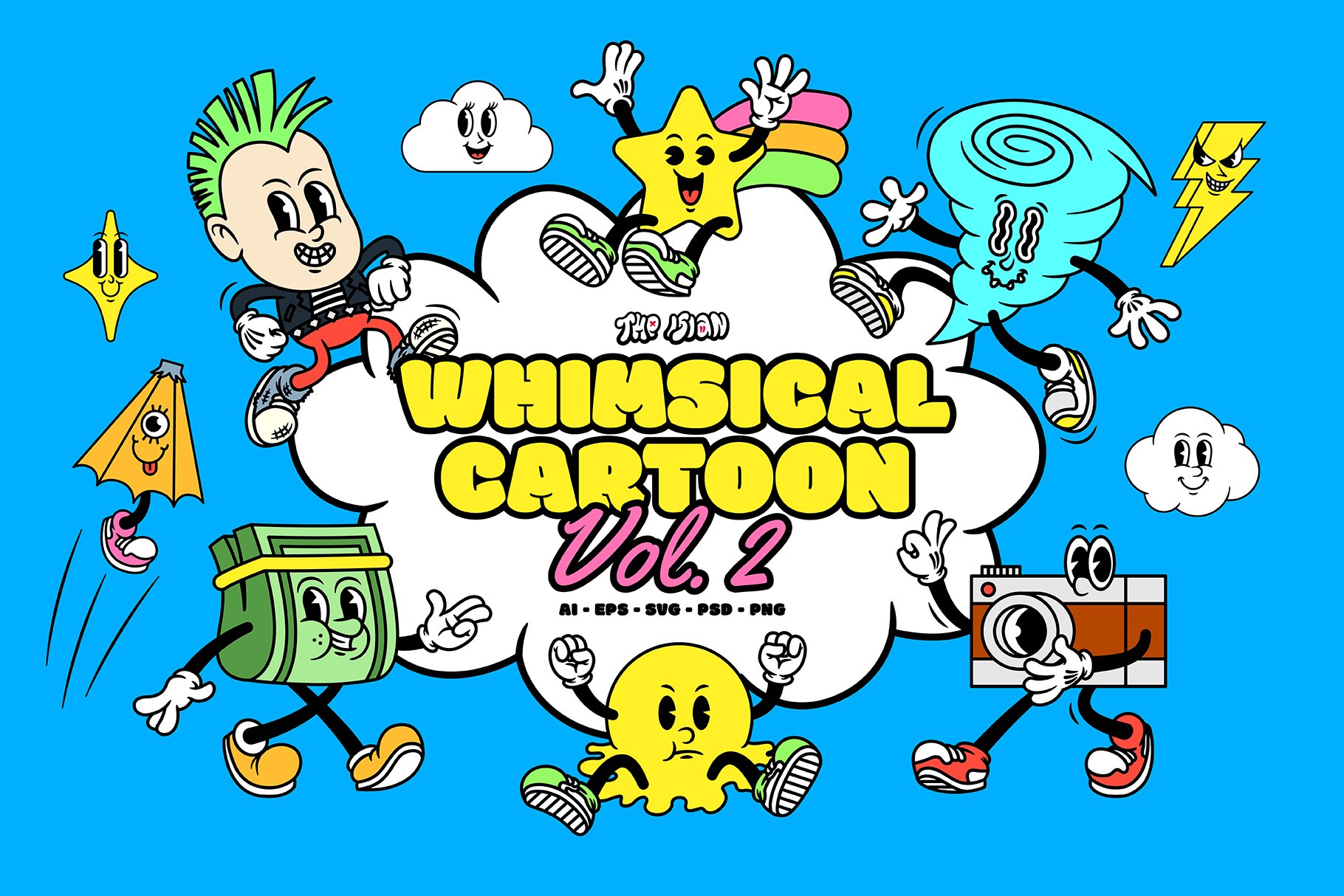 Whimsical Cartoon Vol.2 卡通风格 PNG PSD AI 表情 贴纸 海报设计图形资产 图片素材 第1张