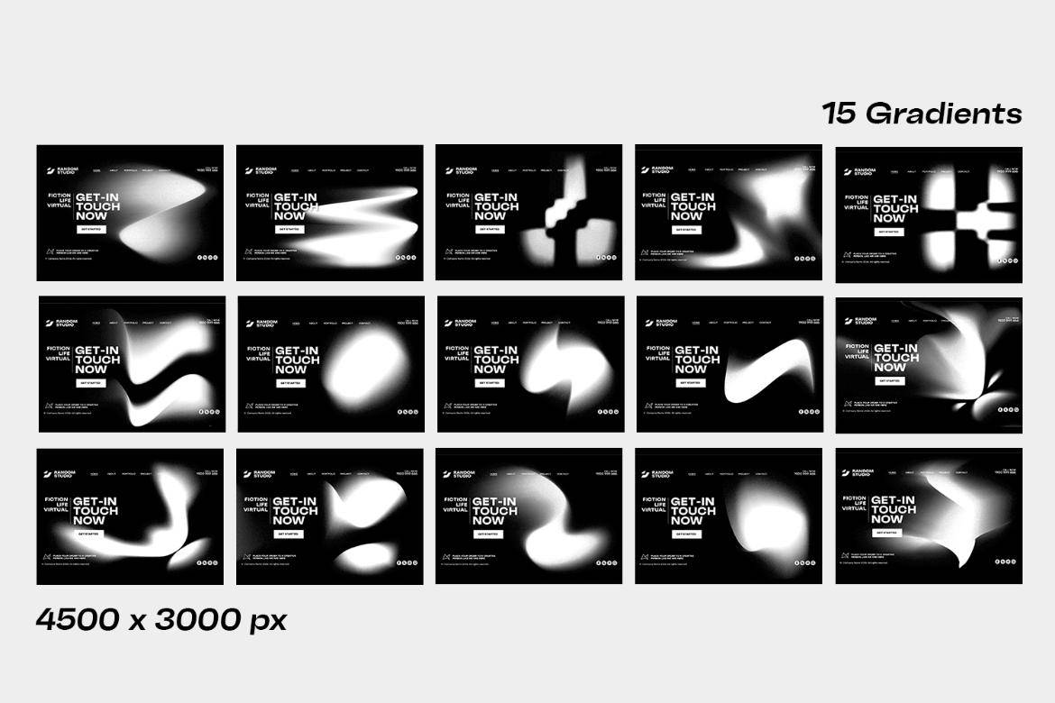 15款单色颗粒渐变扭曲抽象艺术背景图AI/PSD格式设计素材 Abstract Grainy Gradient Background , 第4张