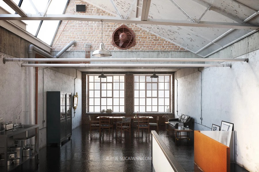 3ds Max 工业风阁楼办公室内场景资产3D模型素材 Evermotion – Archinterior Vol.46 , 第5张