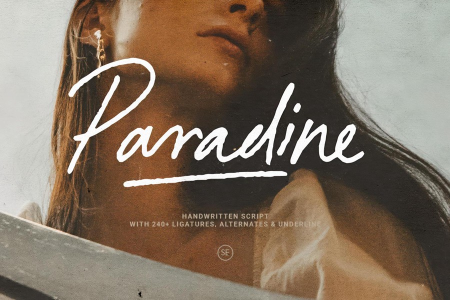 优雅复古品牌杂志包装封面设计手写英文字体安装包 Paradine — Ligature Handwritten Font , 第1张