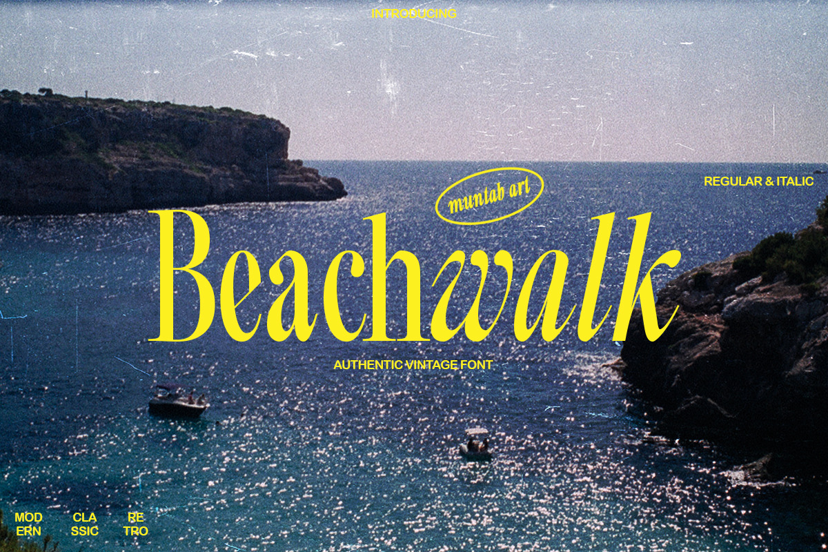 2款现代文艺优雅标题排版衬线西文英文字体 Beachwalk | Elegant Retro Serif , 第1张