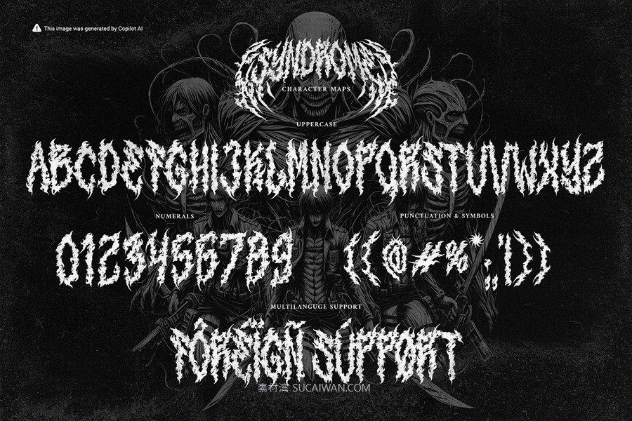 暗黑野蛮重金属纹身图腾设计装饰英文字体安装包 Mephisto – A True Black Metal Font , 第10张