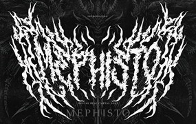 暗黑野蛮重金属纹身图腾设计装饰英文字体安装包 Mephisto – A True Black Metal Font