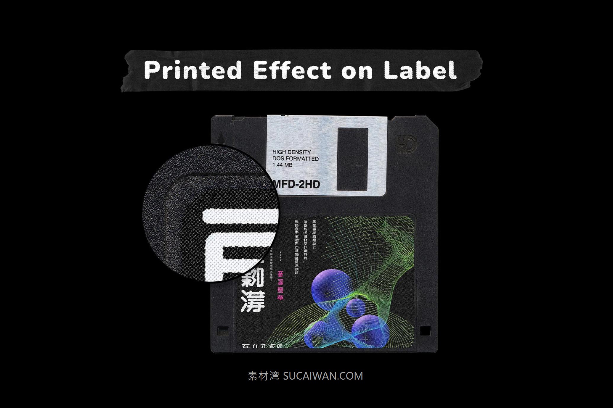 Floppy Disk Cover Mockup Pack 复古怀旧科技塑料袋贴纸标签地下摇滚风PNG免抠图PS设计素材 , 第3张