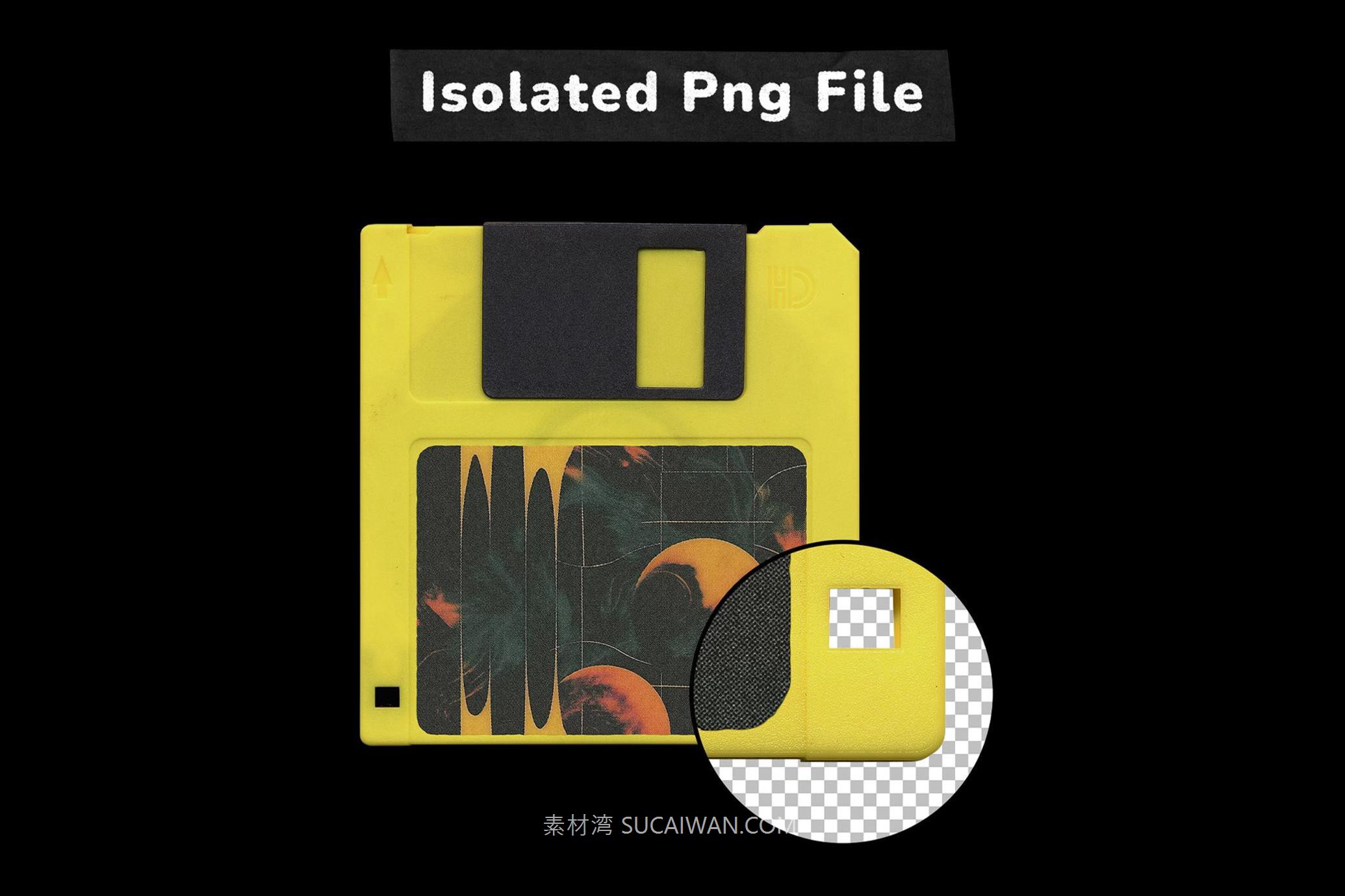 Floppy Disk Cover Mockup Pack 复古怀旧科技塑料袋贴纸标签地下摇滚风PNG免抠图PS设计素材 , 第4张