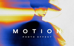 迷幻模糊失真错位照片效果ps特效滤镜样机 Motion Fade Photo Effect