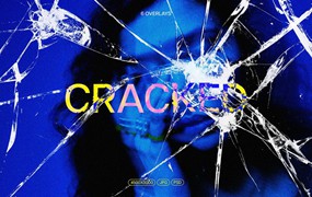 玻璃破碎效果海报封面设计PSD模板样机 Cracked Glass Overlay Textures