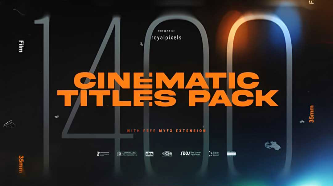 Cinematic Titles Pack | Premiere Pro PR脚本 1400复古胶片边框电影文字标题字幕包装特效视频转场预设 , 第1张