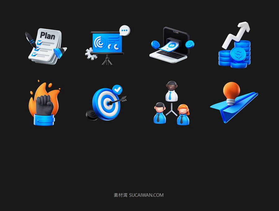 30款金融业务业绩数据3D立体图标Icons设计PNG/Blender/OBJ格式素材 Professional Business 3D Icons Pack , 第4张