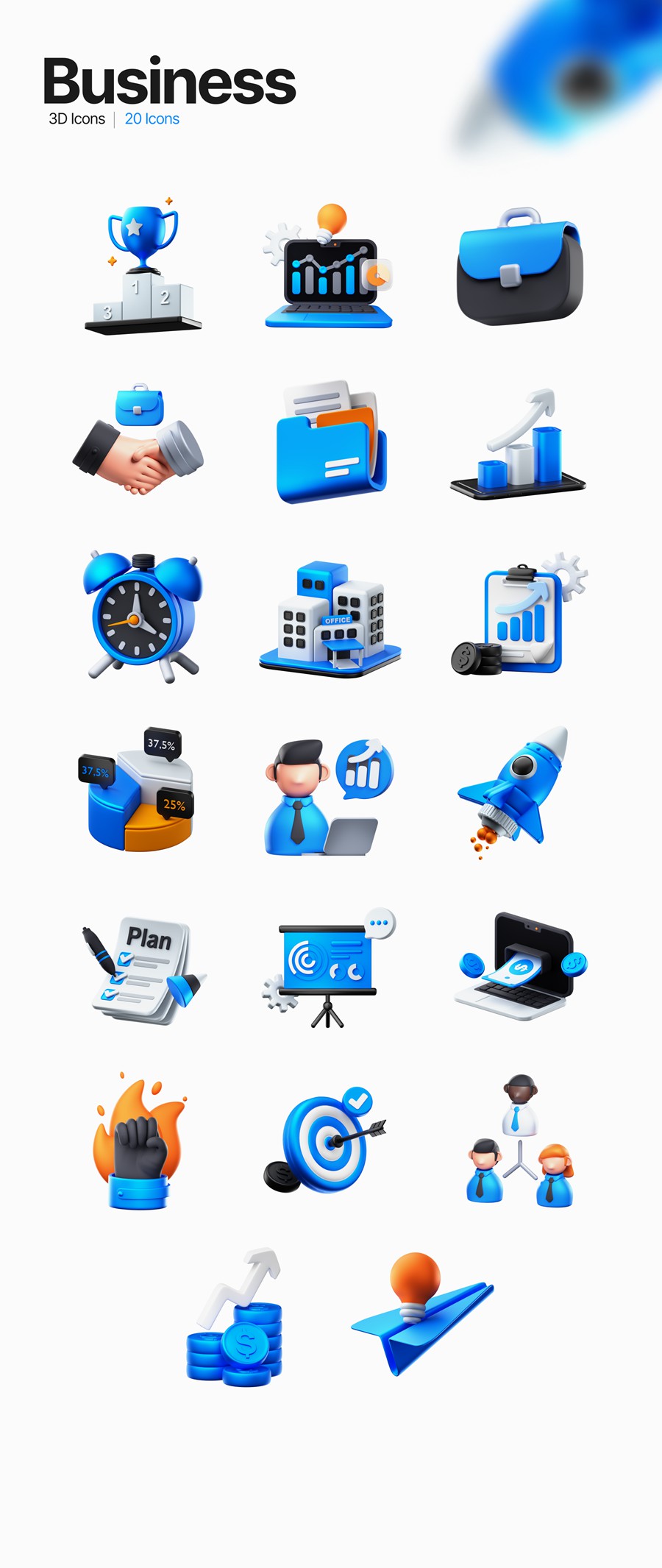 30款金融业务业绩数据3D立体图标Icons设计PNG/Blender/OBJ格式素材 Professional Business 3D Icons Pack , 第5张