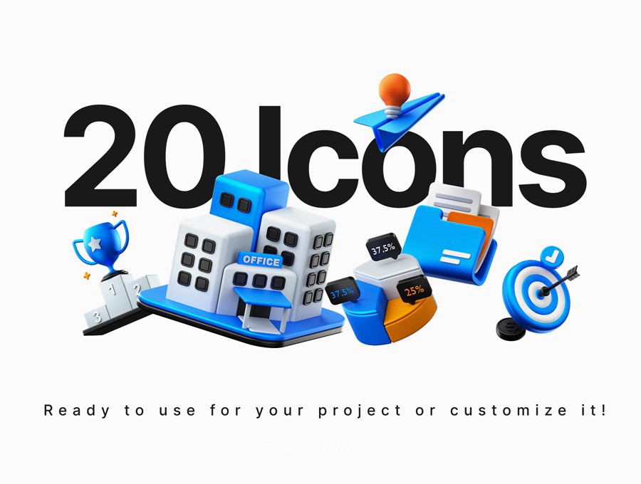 30款金融业务业绩数据3D立体图标Icons设计PNG/Blender/OBJ格式素材 Professional Business 3D Icons Pack , 第2张