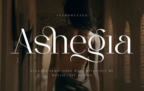 现代时尚品牌杂志婚礼徽标设计衬线英文字体安装包 Ashegia Modern Serif Font