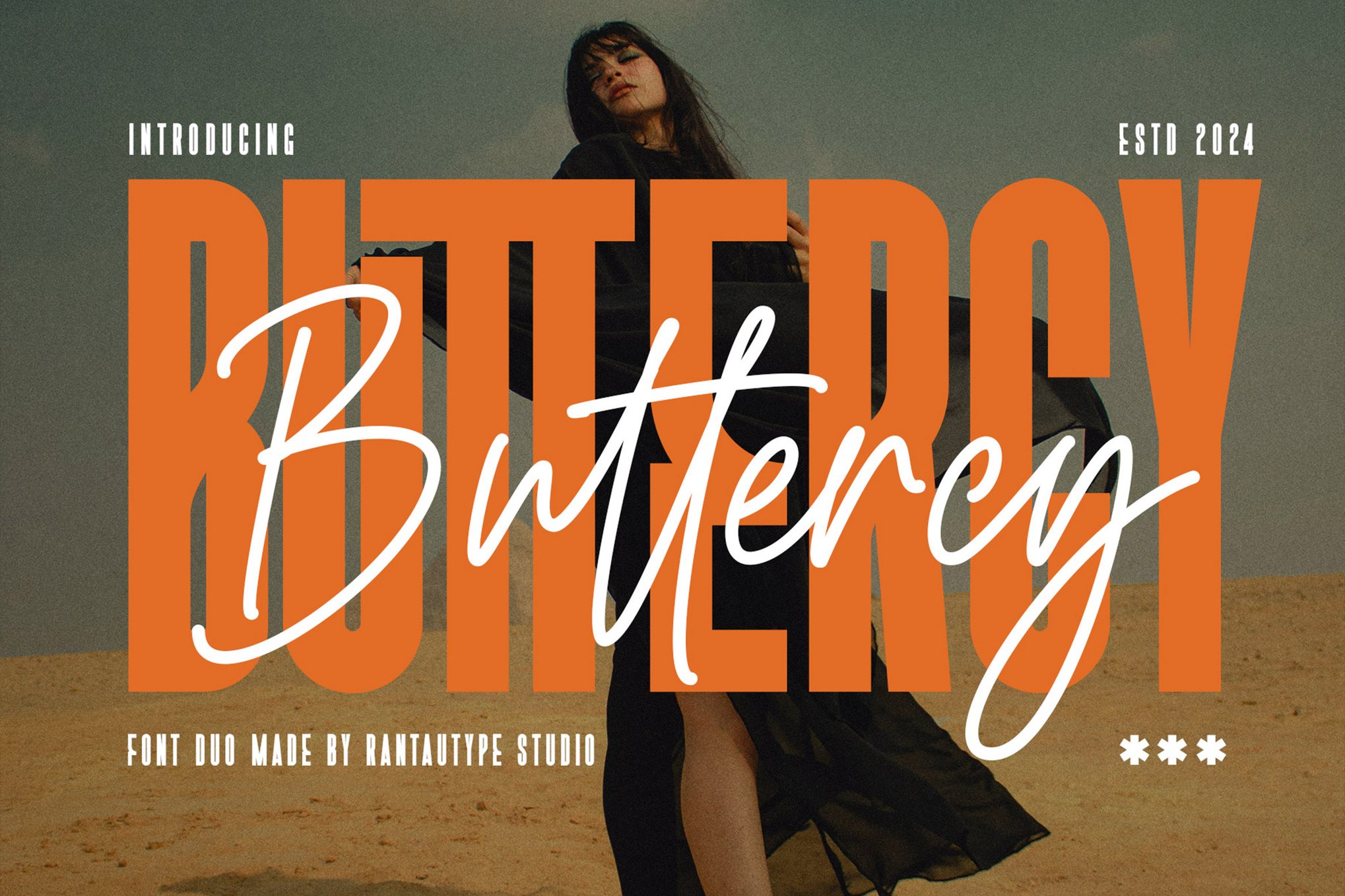 现代优雅品牌杂志广告邀请函设计衬线手写英文字体 Buttercy Font Duo , 第1张