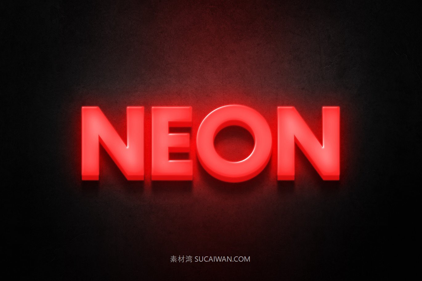 红色发光霓虹灯效果ps标题文本特效滤镜样机 Red Bright Neon Sign Mockup , 第2张