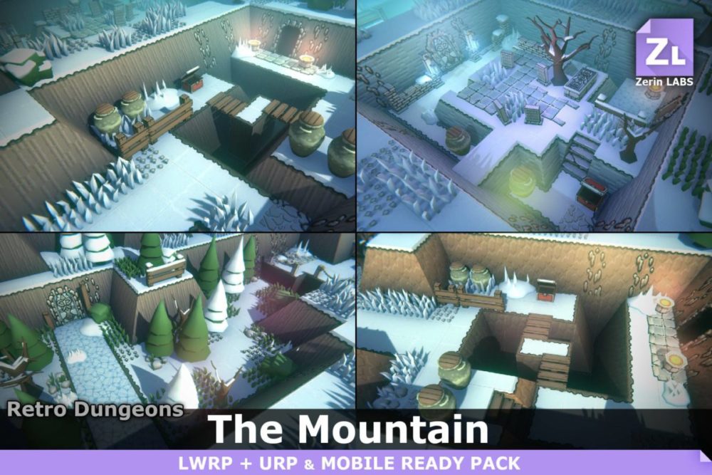 Retro Dungeons – The Mountain UE复古冬季雪景地下城游戏3D场景关卡模型 , 第1张