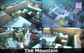 Retro Dungeons – The Mountain UE复古冬季雪景地下城游戏3D场景关卡模型